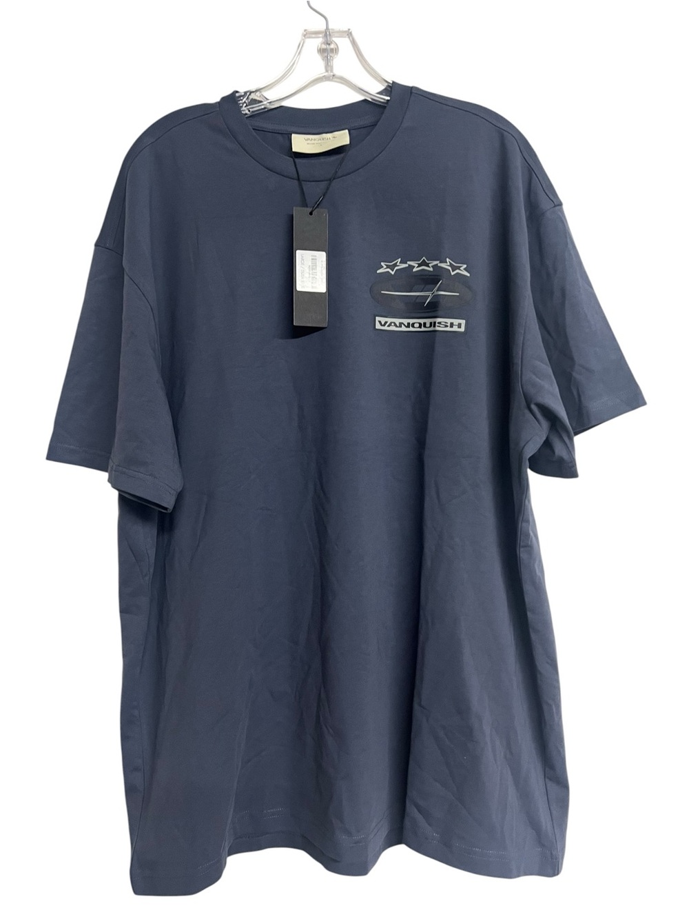 New Mens Vanquish Fitness Powerline Dusk Blue Graphica Crew Neck Oversizsd Shirt